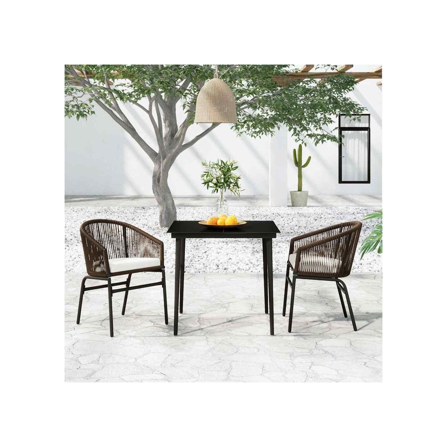 Ensemble à manger de jardin 3 pcs Marron