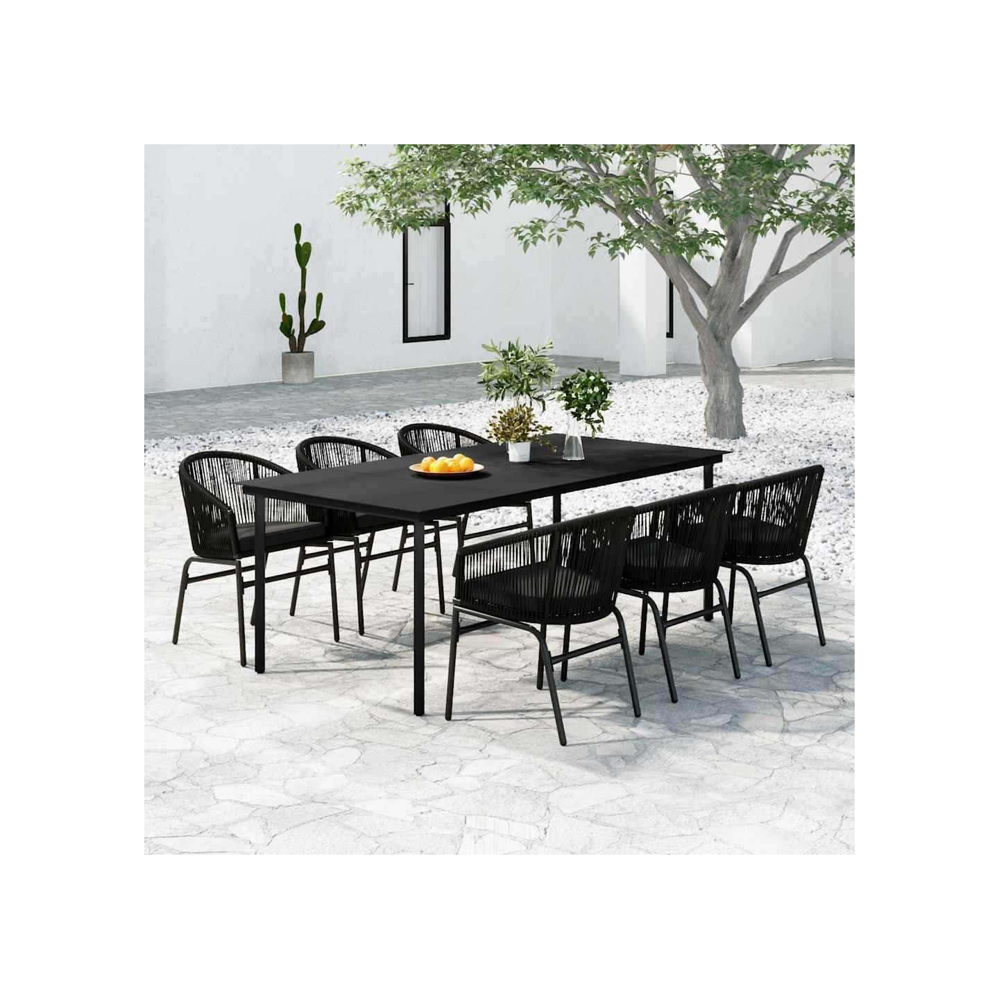 Ensemble à manger de jardin 7 pcs Noir