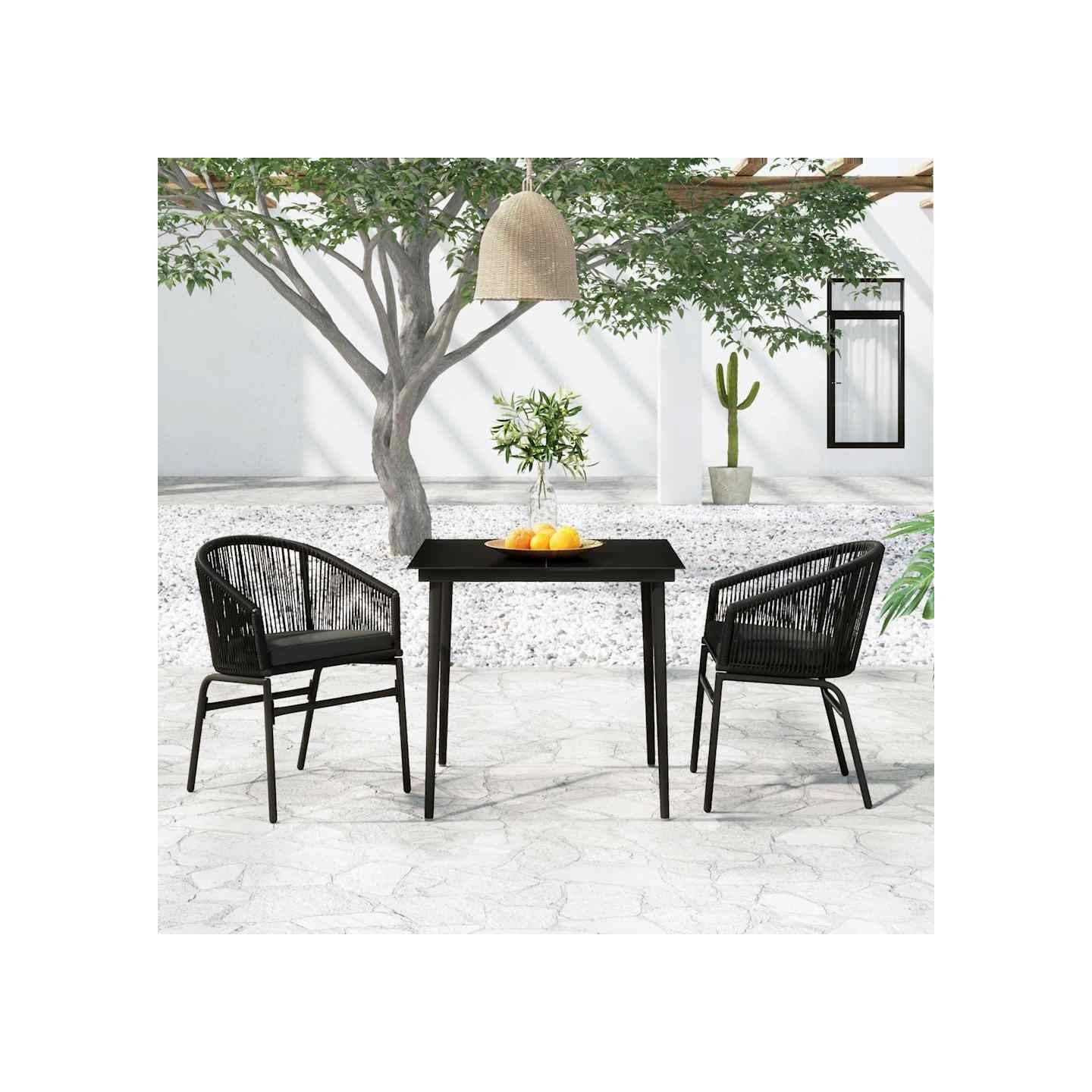 Ensemble à manger de jardin 3 pcs Noir