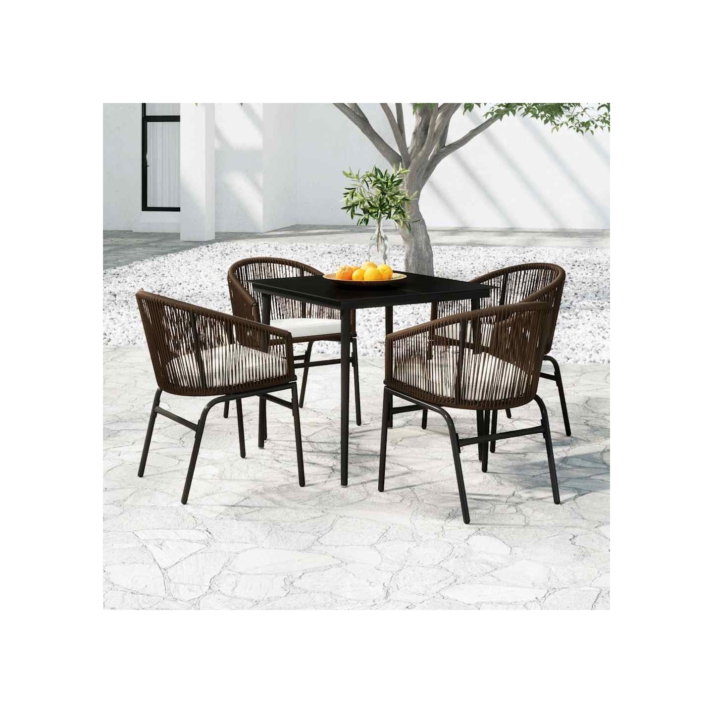 Ensemble à manger de jardin 5 pcs Marron