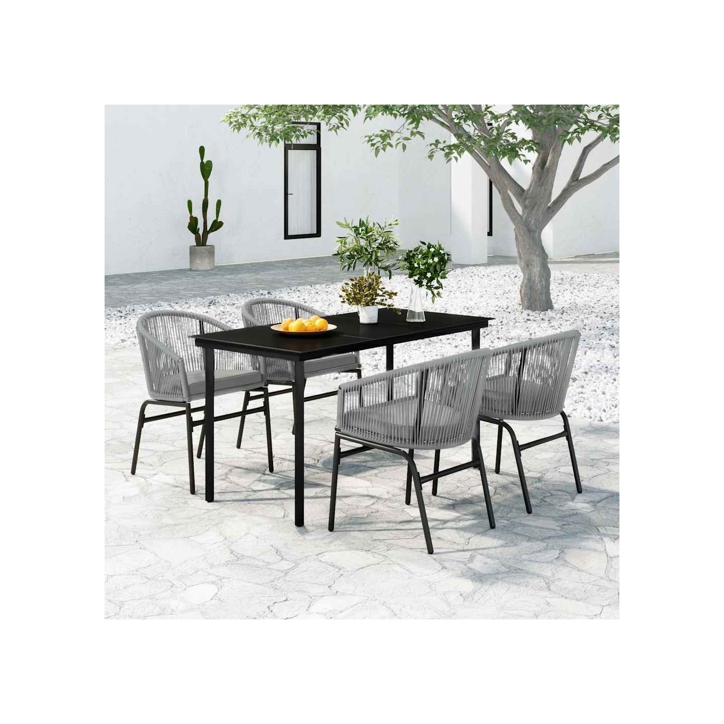 Ensemble à manger de jardin 5 pcs Gris