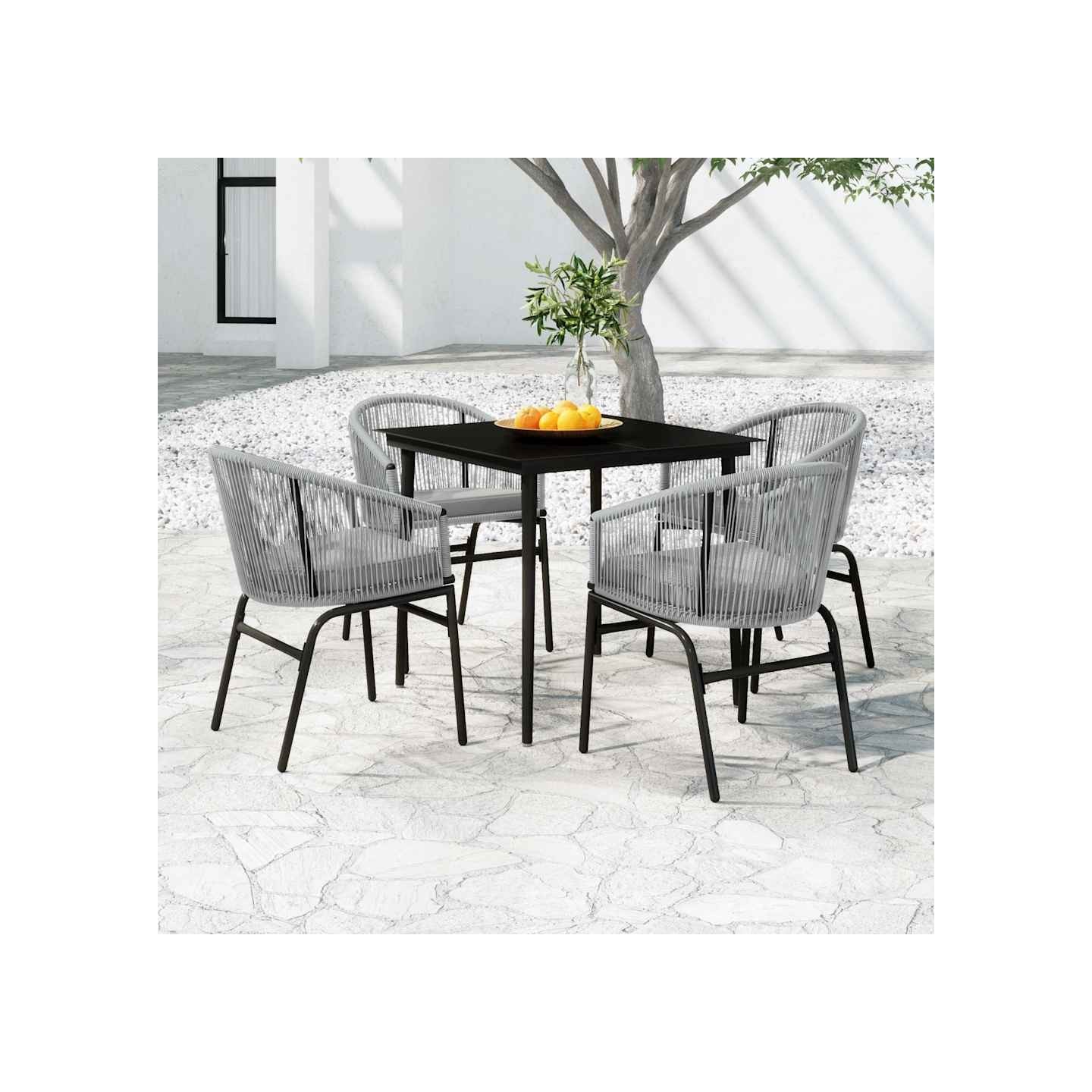 Ensemble à manger de jardin 5 pcs Gris