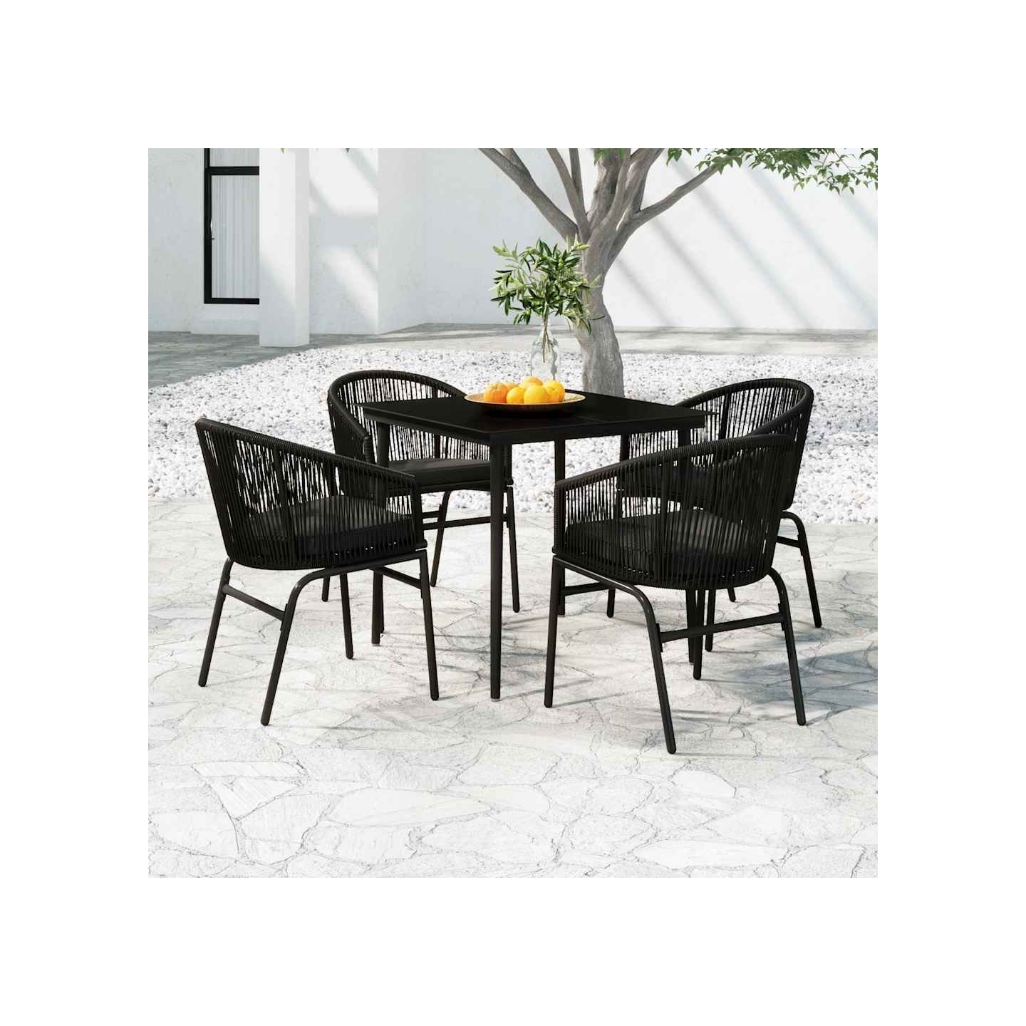 Ensemble à manger de jardin 5 pcs Noir