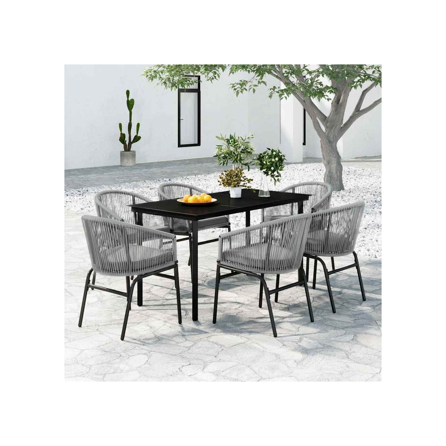 Ensemble à manger de jardin 7 pcs Gris