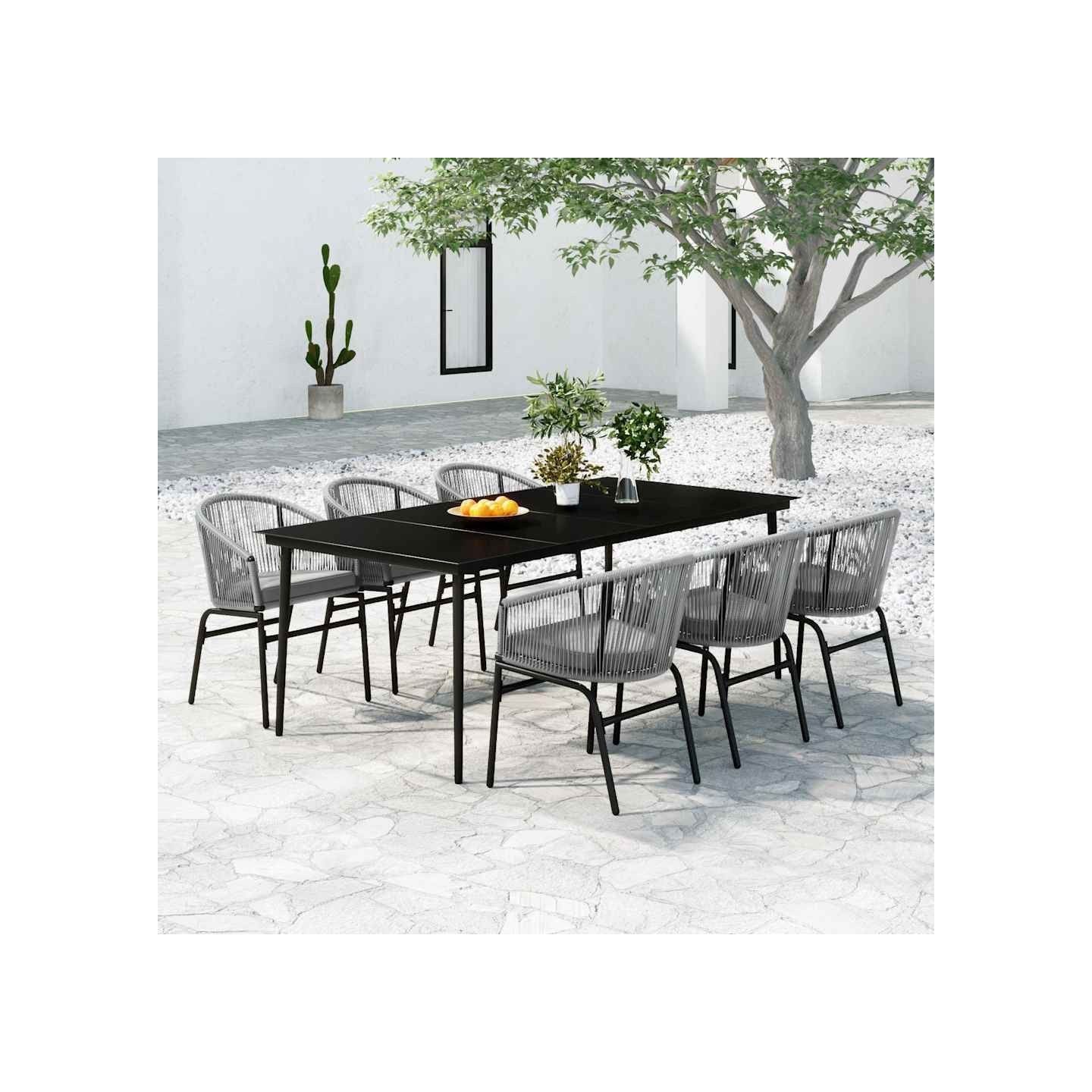 Ensemble à manger de jardin 7 pcs Gris
