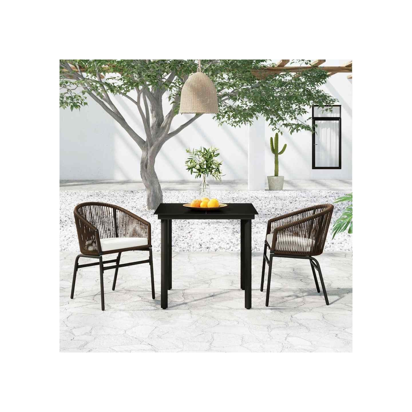 Ensemble à manger de jardin 3 pcs Marron