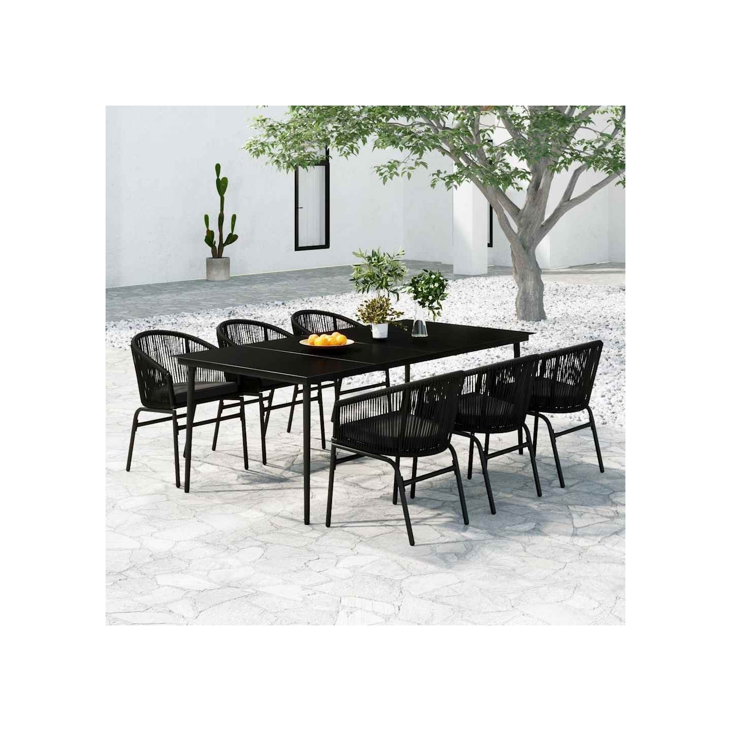 Ensemble à manger de jardin 7 pcs Noir