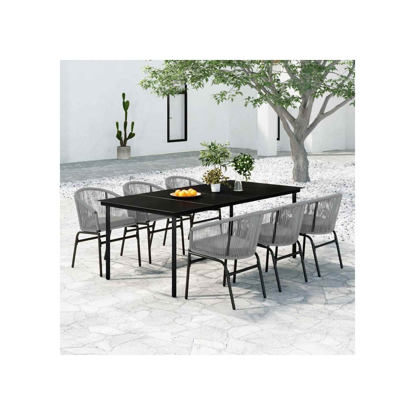 Ensemble à manger de jardin 7 pcs Gris