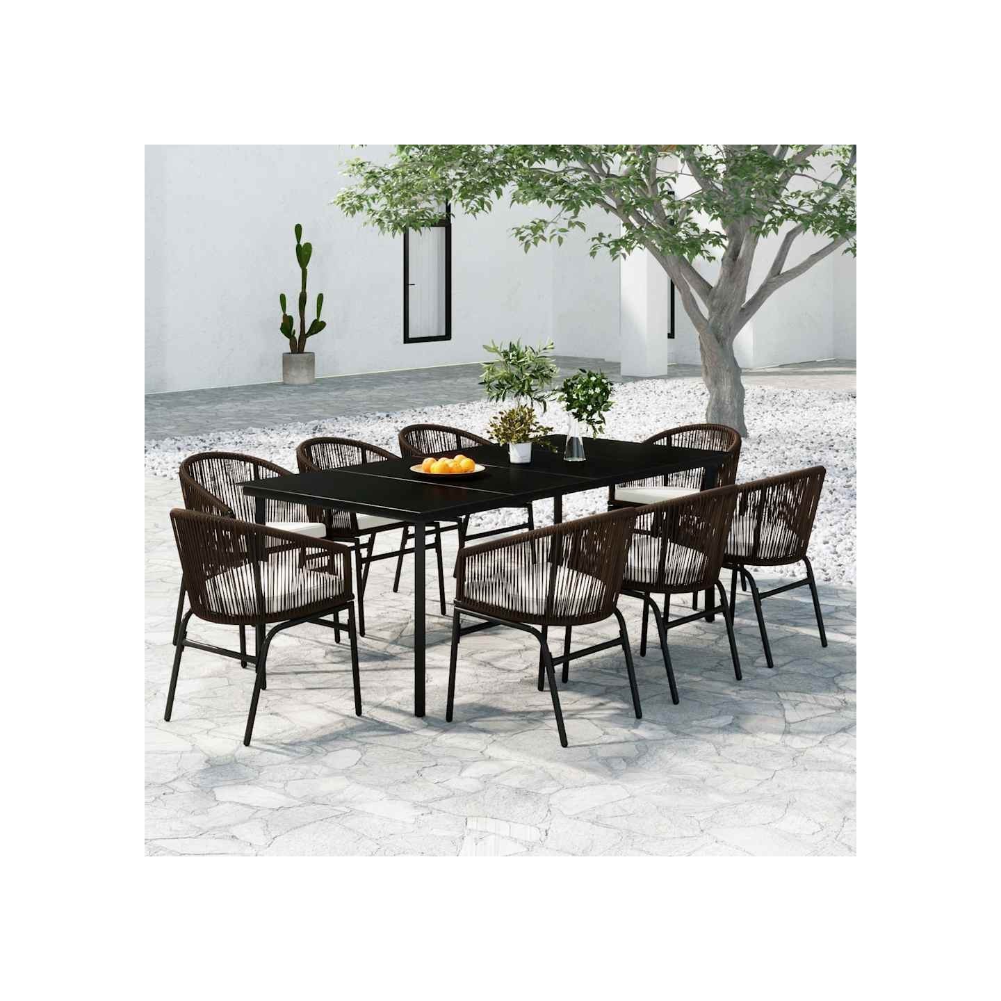 Ensemble à manger de jardin 9 pcs Marron