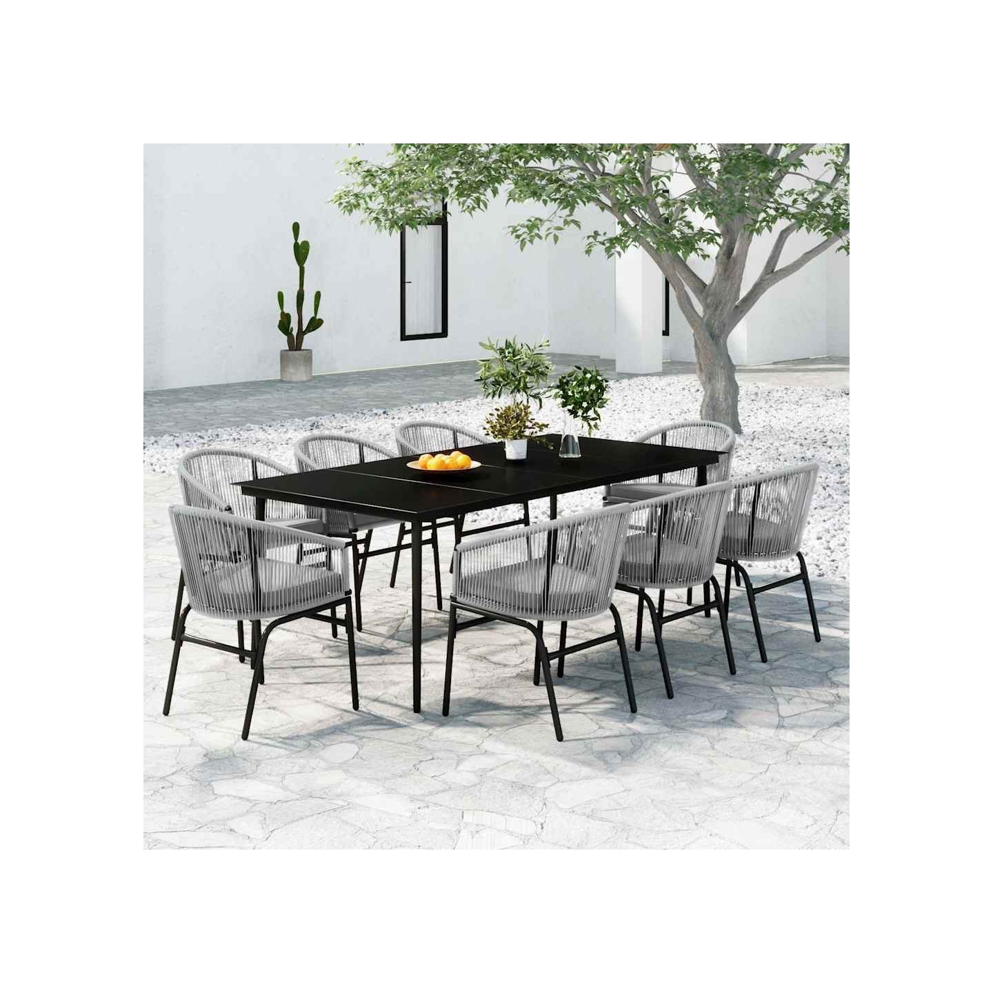 Ensemble à manger de jardin 9 pcs Gris
