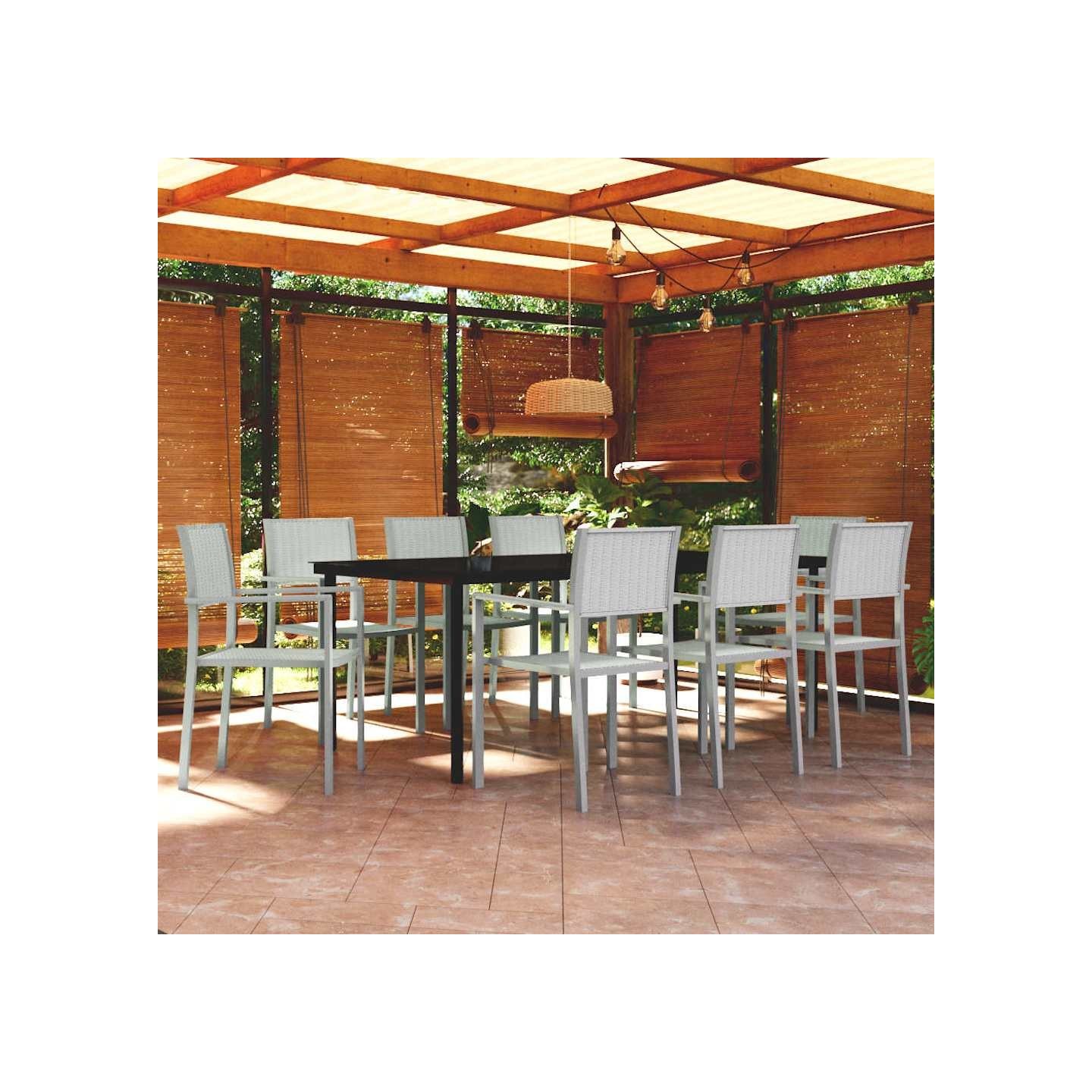 Ensemble à manger de jardin 9 pcs Blanc