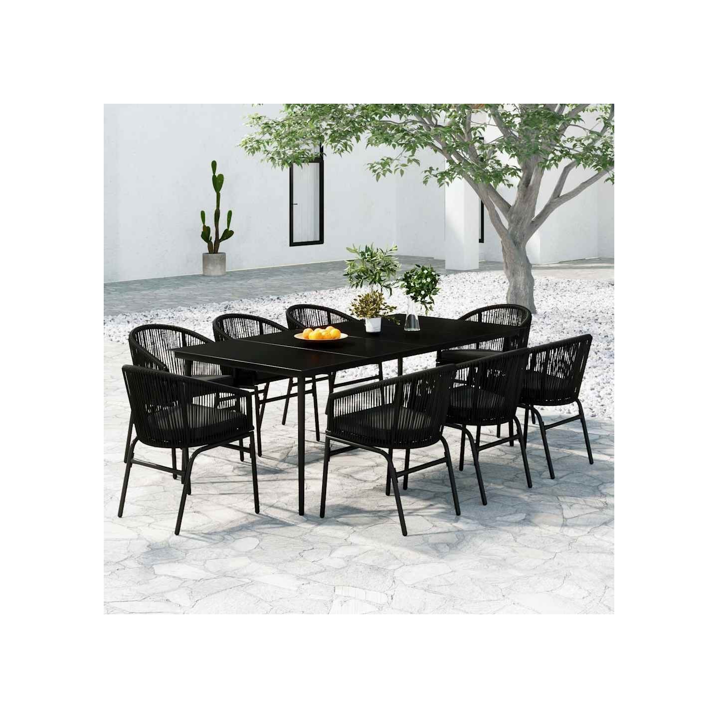 Ensemble à manger de jardin 9 pcs Noir