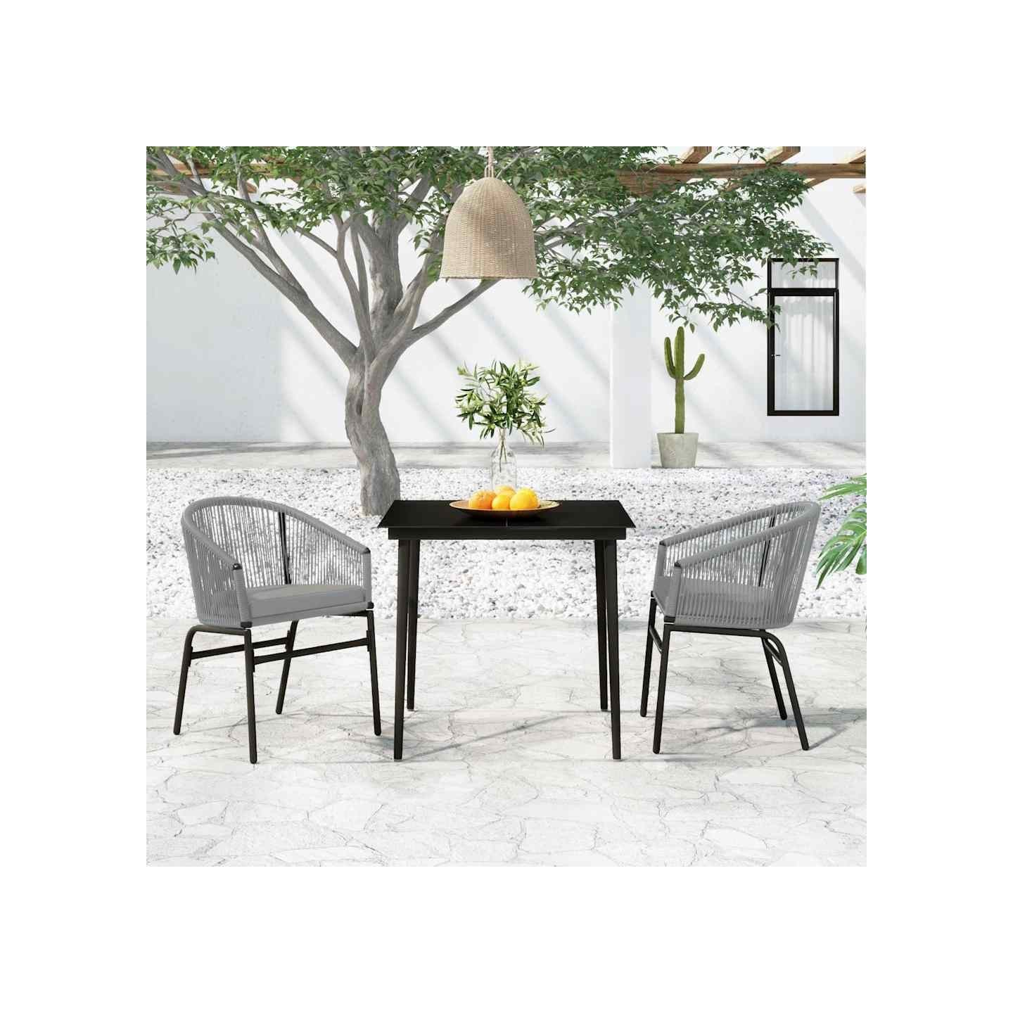 Ensemble à manger de jardin 3 pcs Gris