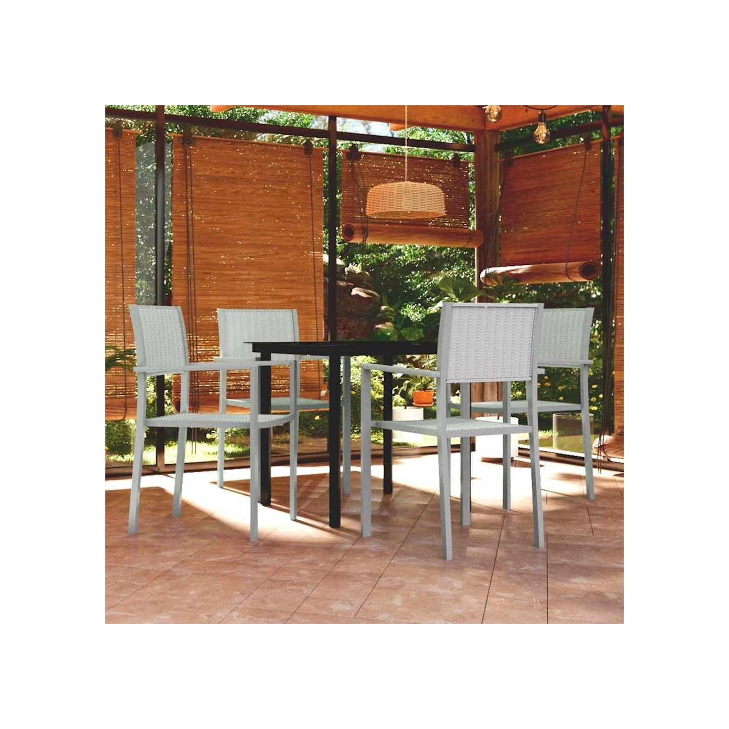 Ensemble à manger de jardin 5 pcs Blanc