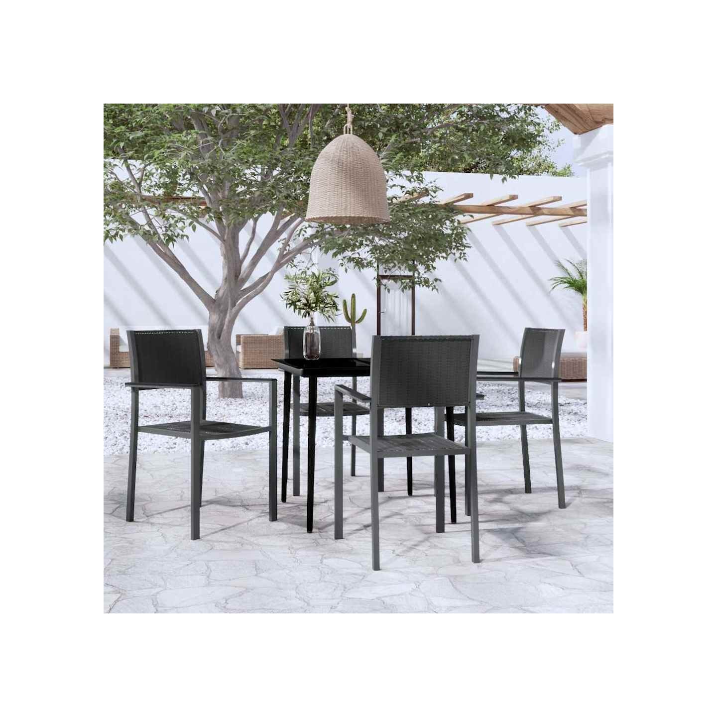 Ensemble à manger de jardin 5 pcs Noir