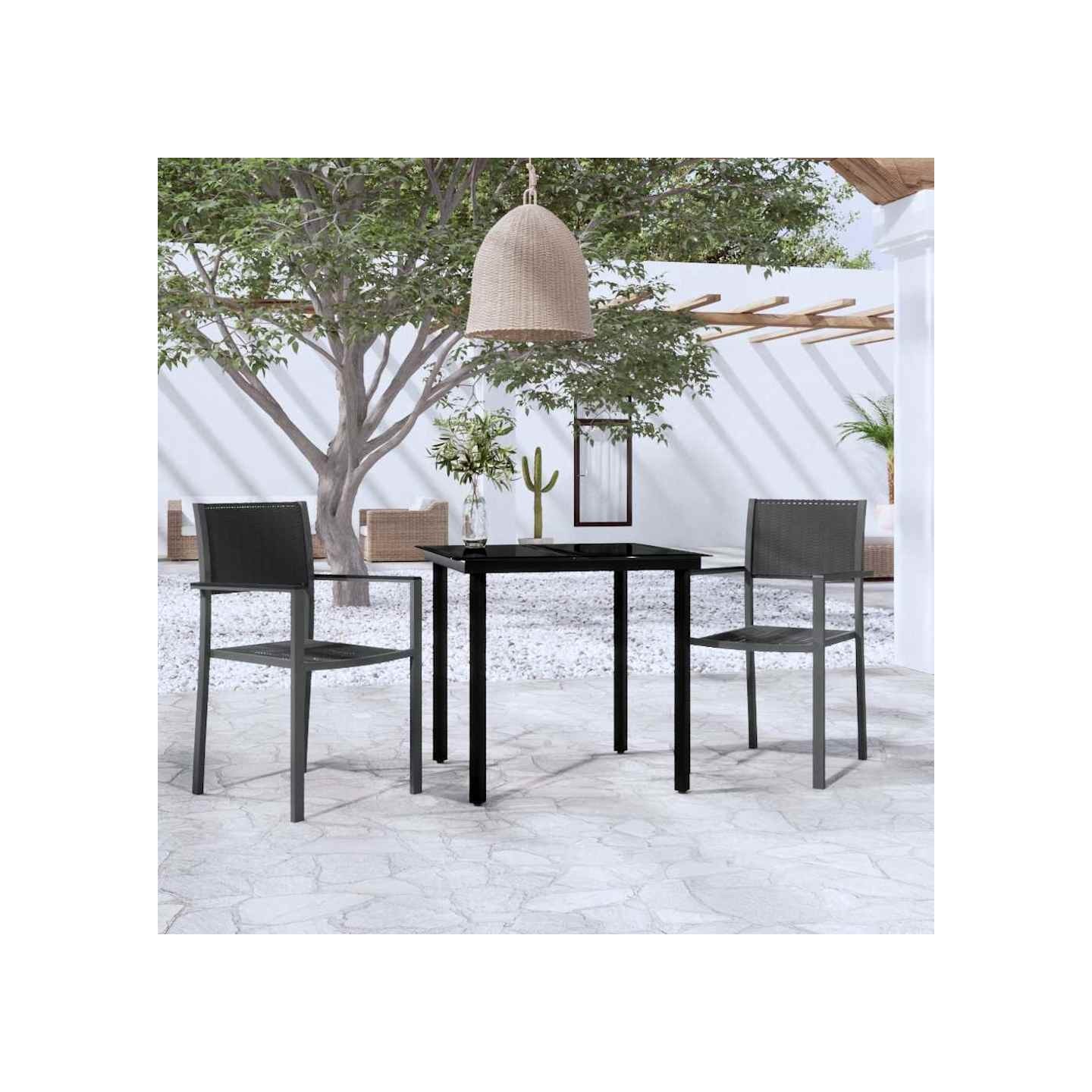 Ensemble à manger de jardin 3 pcs Noir