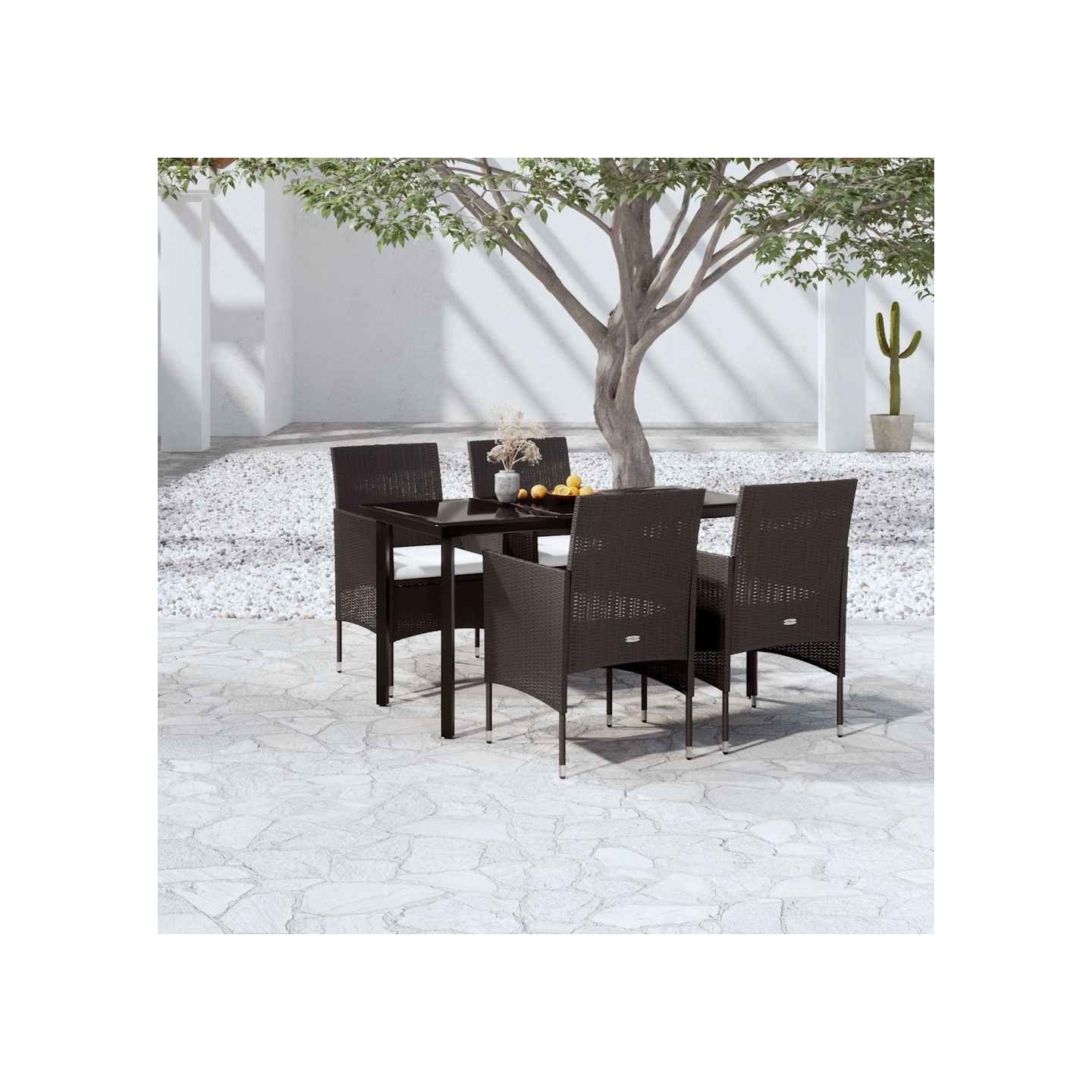 Ensemble à manger de jardin avec coussins 5 pcs Noir