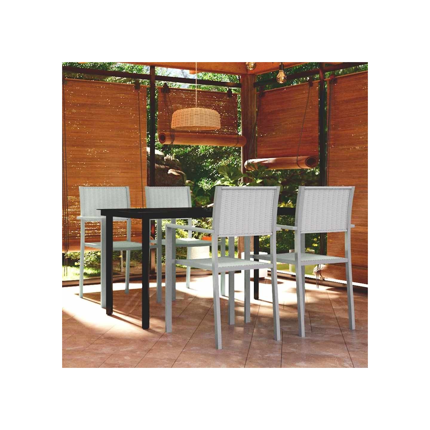 Ensemble à manger de jardin 5 pcs Blanc