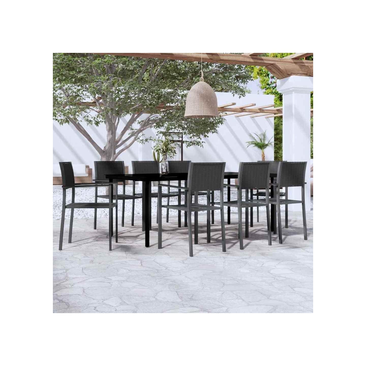 Ensemble à manger de jardin 9 pcs Noir
