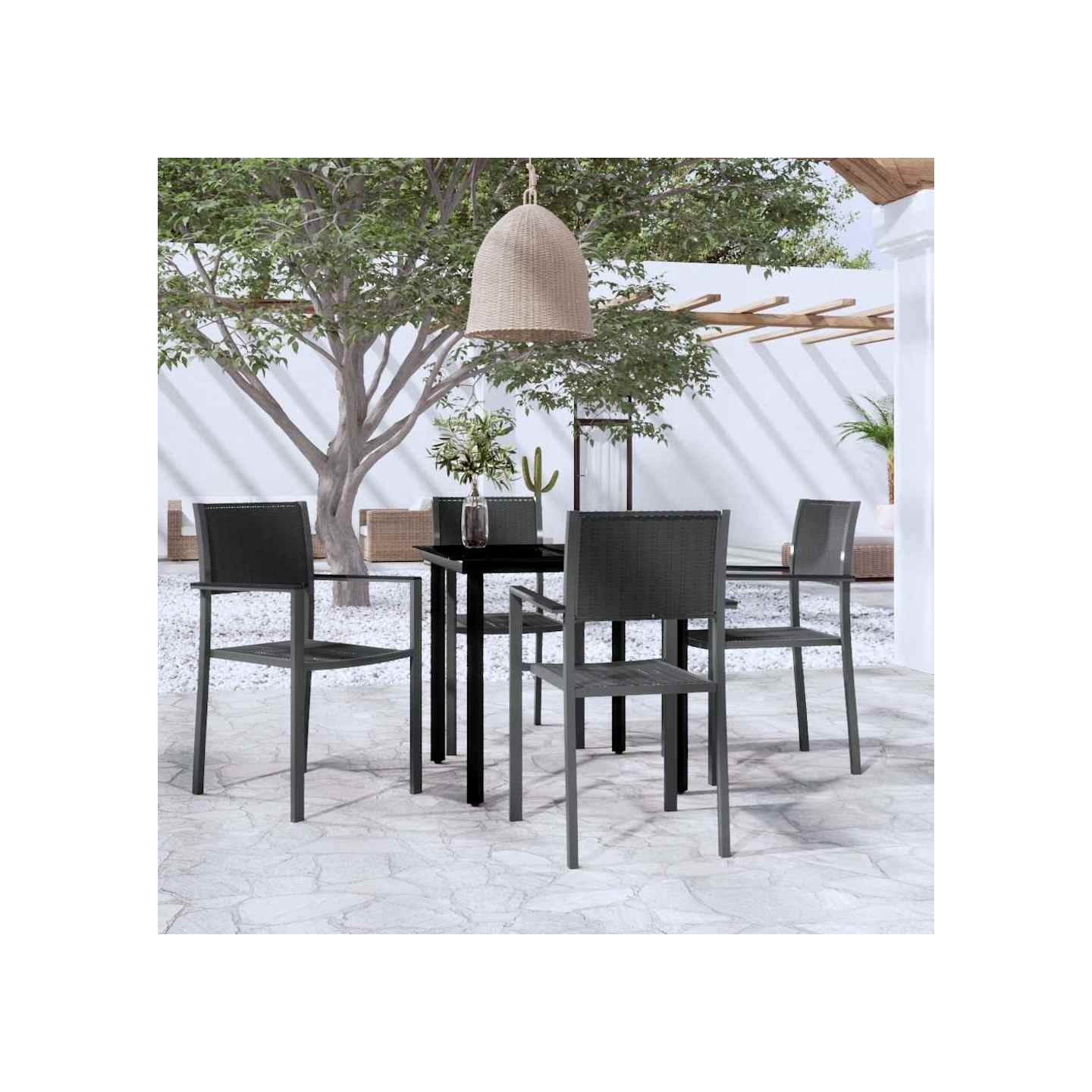 Ensemble à manger de jardin 5 pcs Noir