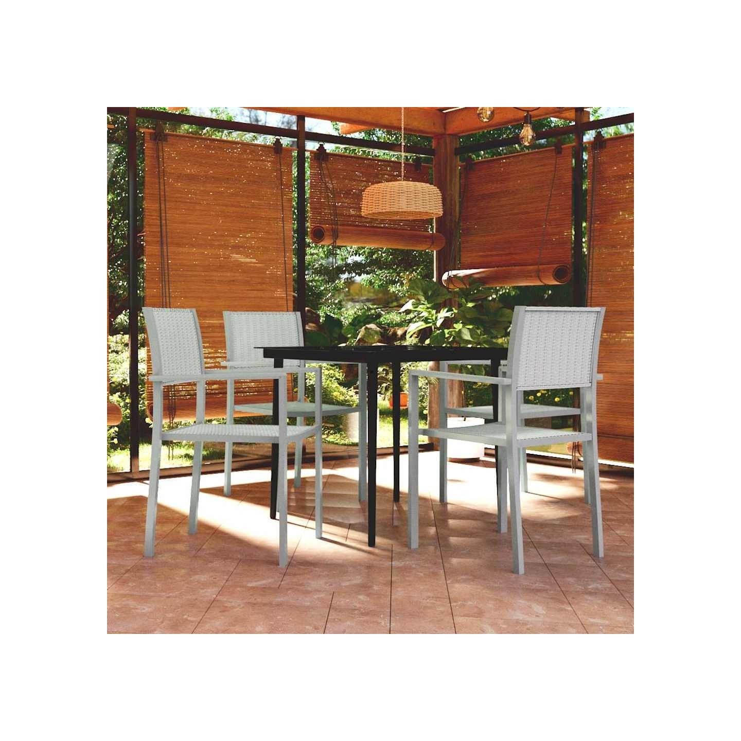 Ensemble à manger de jardin 5 pcs Blanc