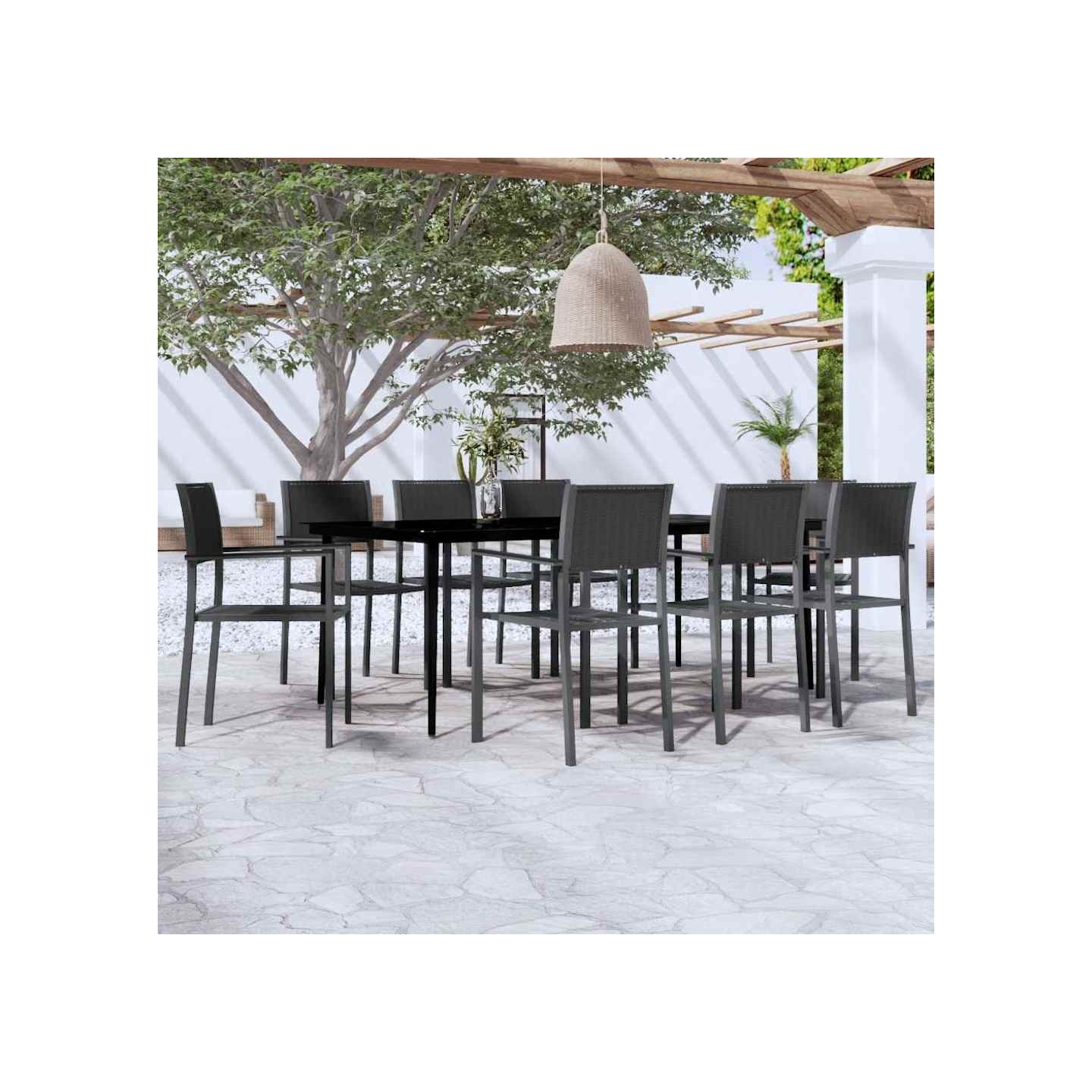 Ensemble à manger de jardin 9 pcs Noir