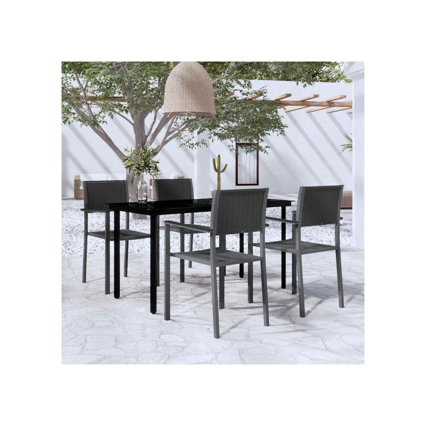 Ensemble à manger de jardin 5 pcs Noir