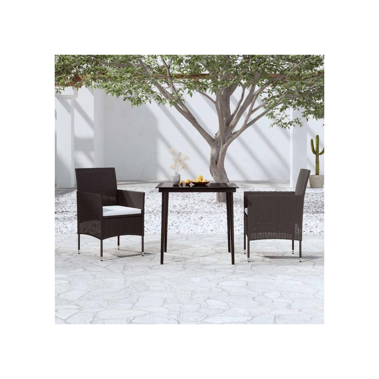 Ensemble à manger de jardin avec coussins 3 pcs noir