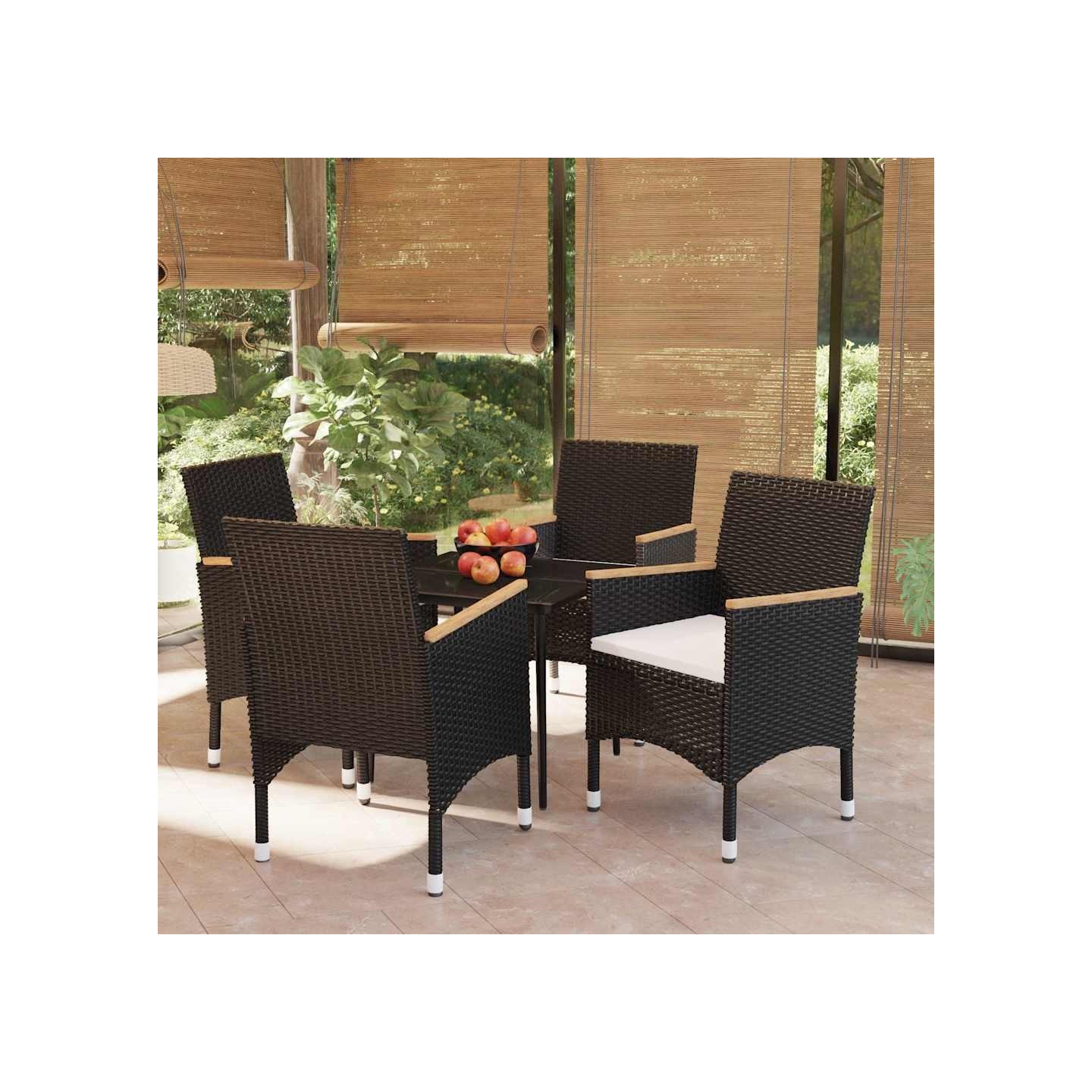 Ensemble à manger de jardin avec coussins 5 pcs Noir