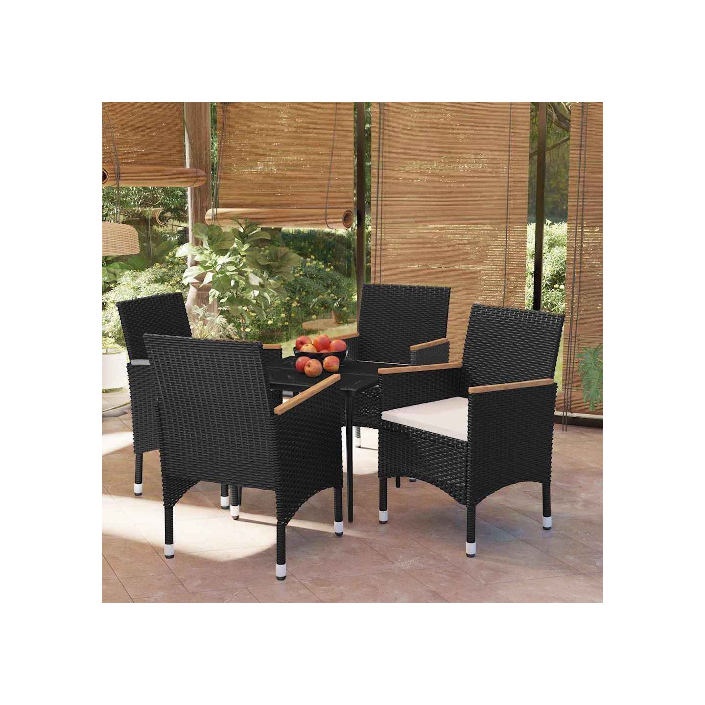 Ensemble à manger de jardin avec coussins 5 pcs Noir