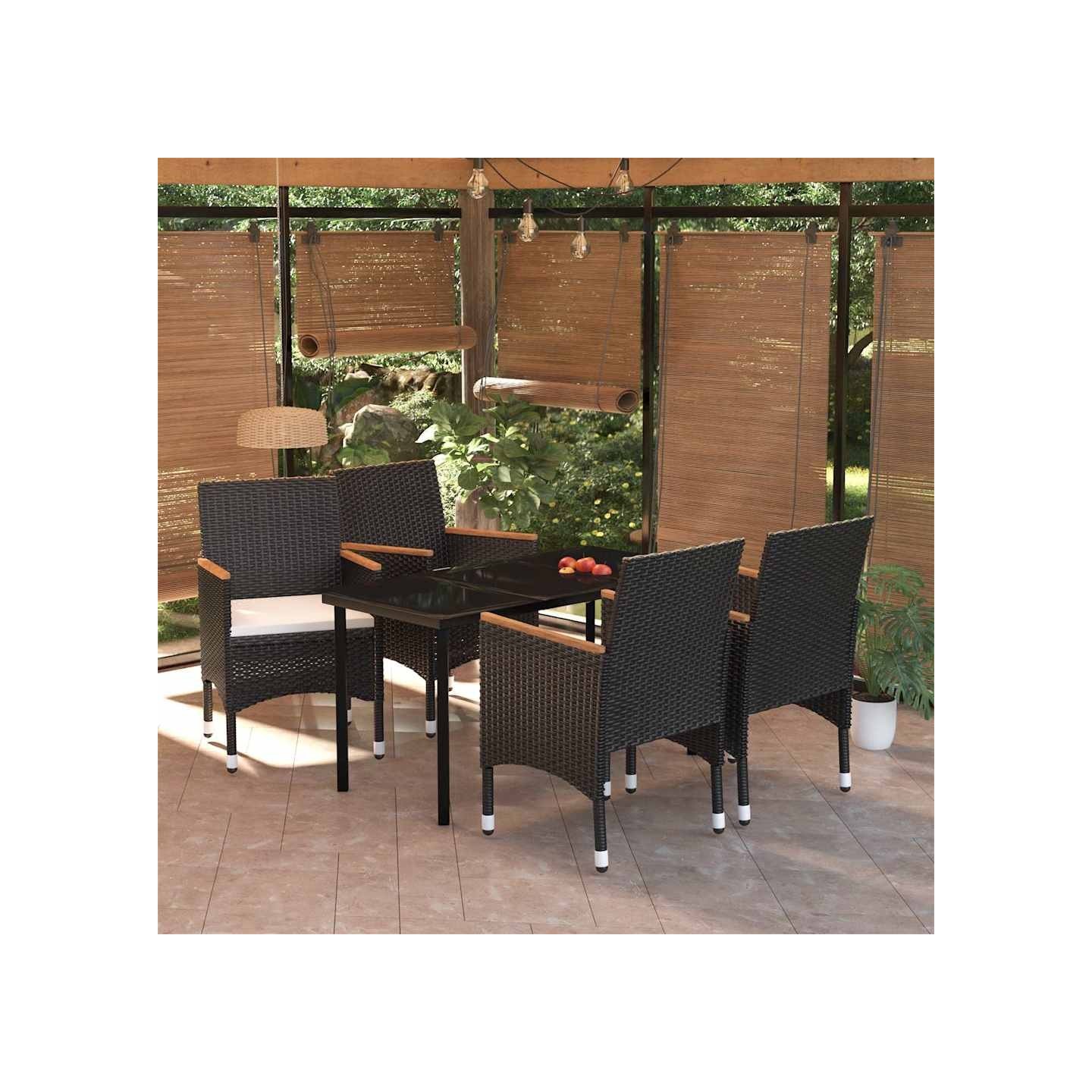 Ensemble à manger de jardin avec coussins 5 pcs Noir