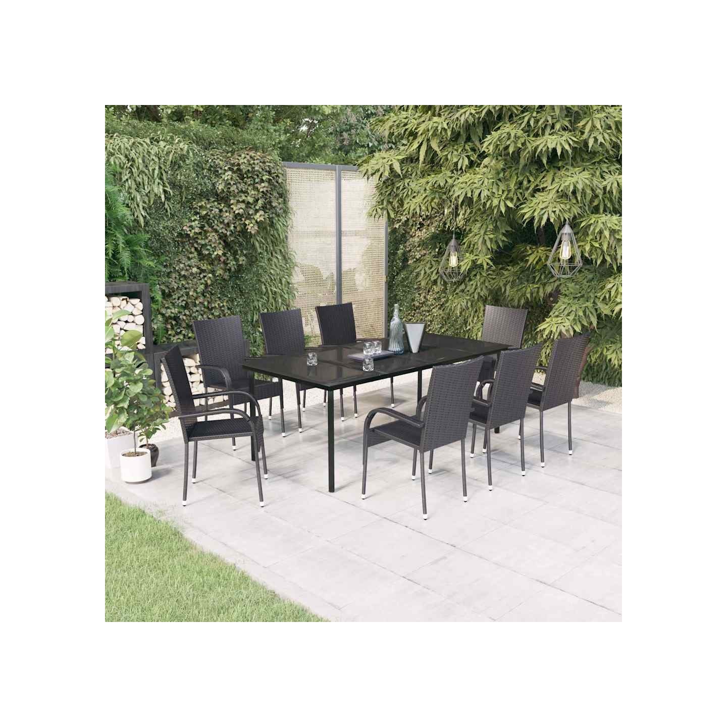 Ensemble à manger de jardin 9 pcs Noir