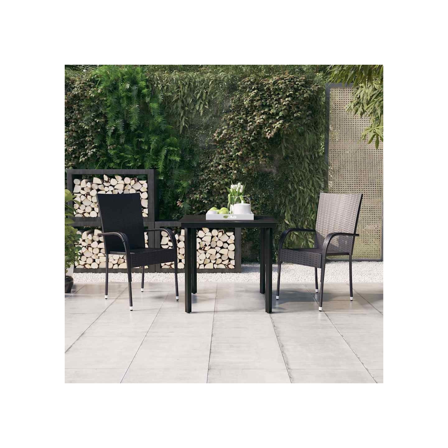 Ensemble à manger de jardin 3 pcs Noir