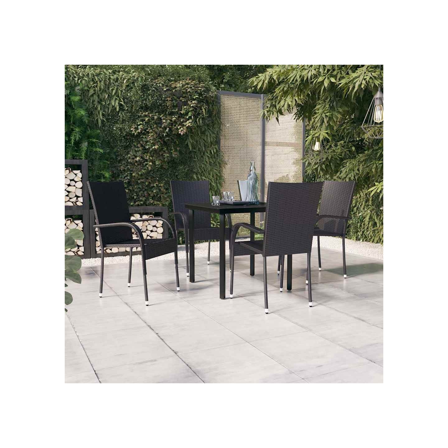 Ensemble à manger de jardin 5 pcs Noir