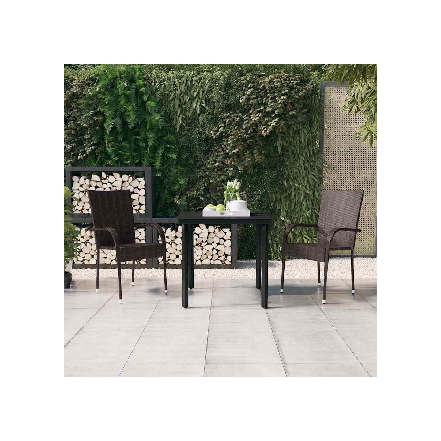 Ensemble à manger de jardin 3 pcs Marron et noir