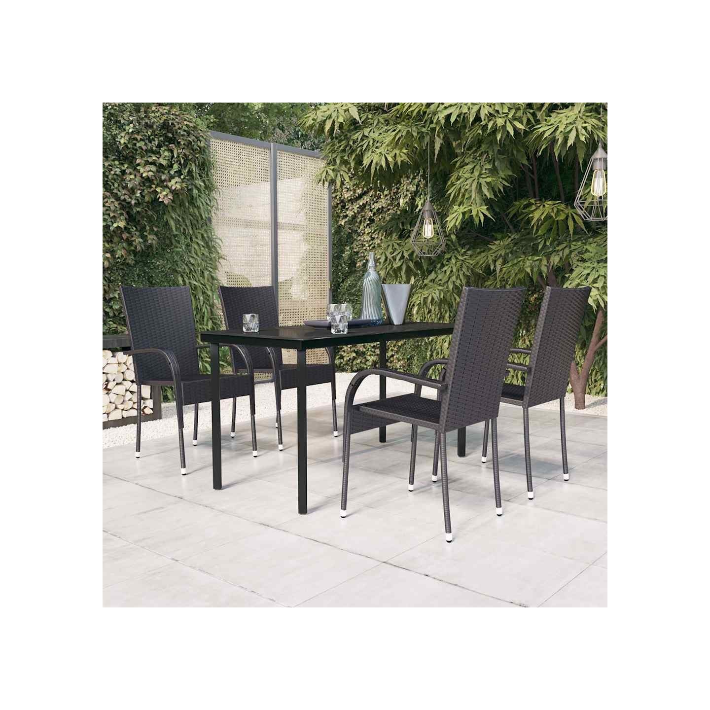Ensemble à manger de jardin 5 pcs Noir