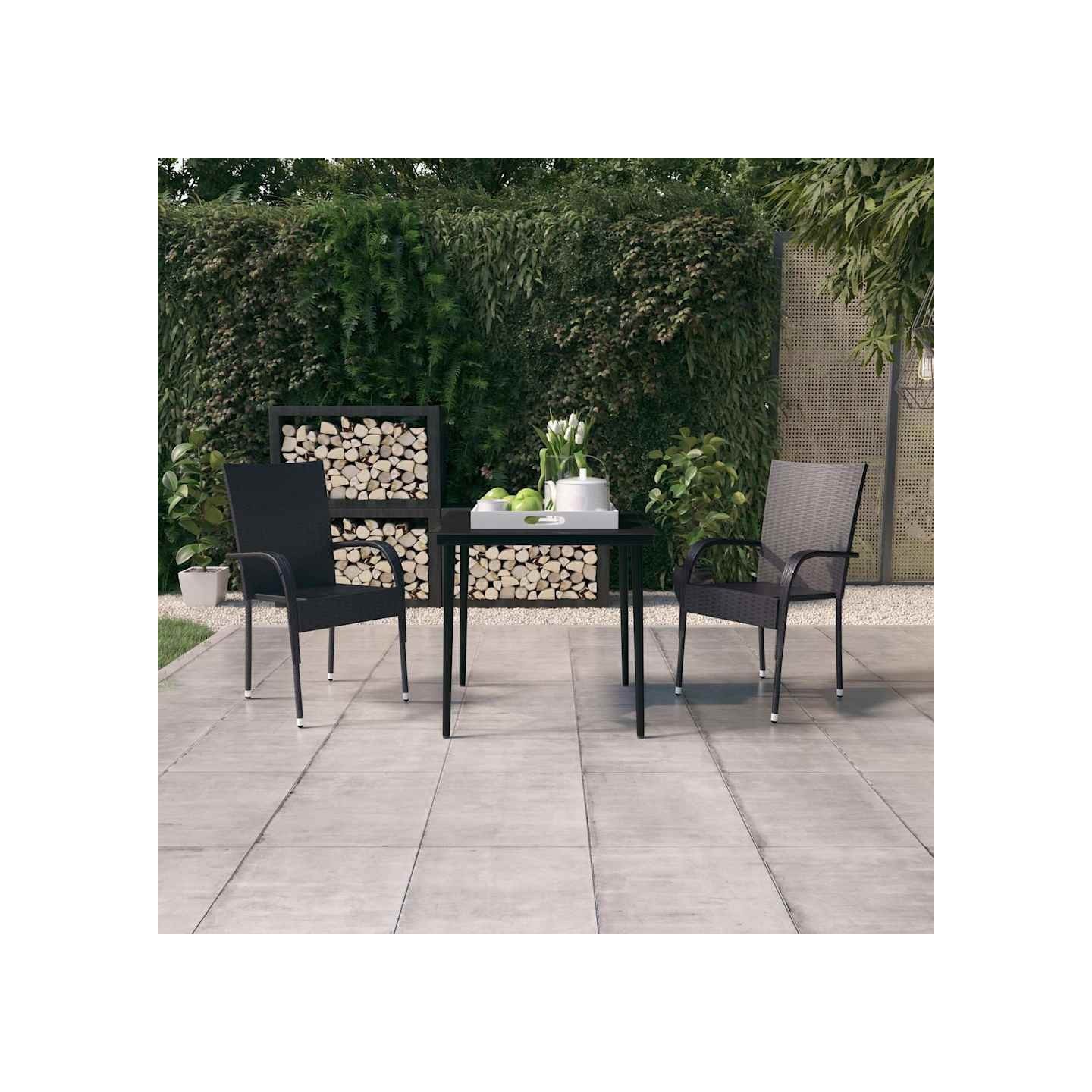 Ensemble à manger de jardin 3 pcs Noir