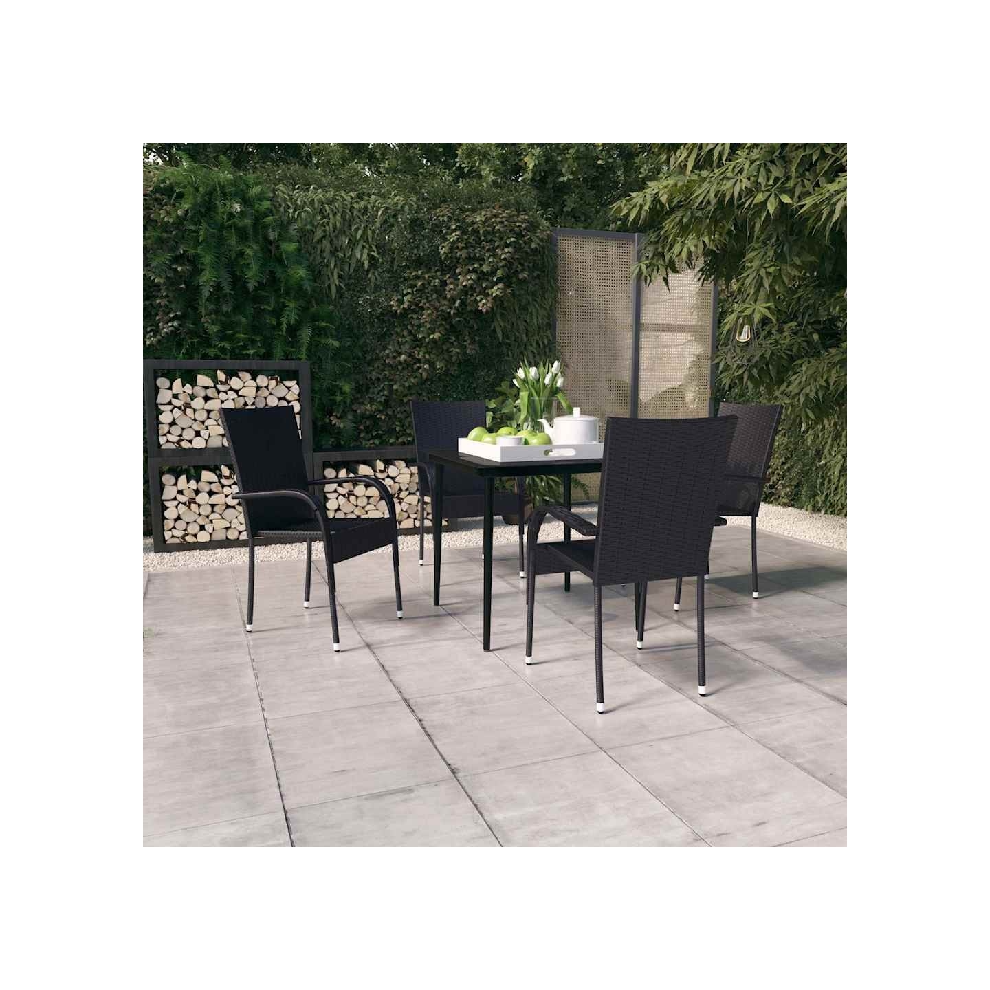 Ensemble à manger de jardin 5 pcs Noir