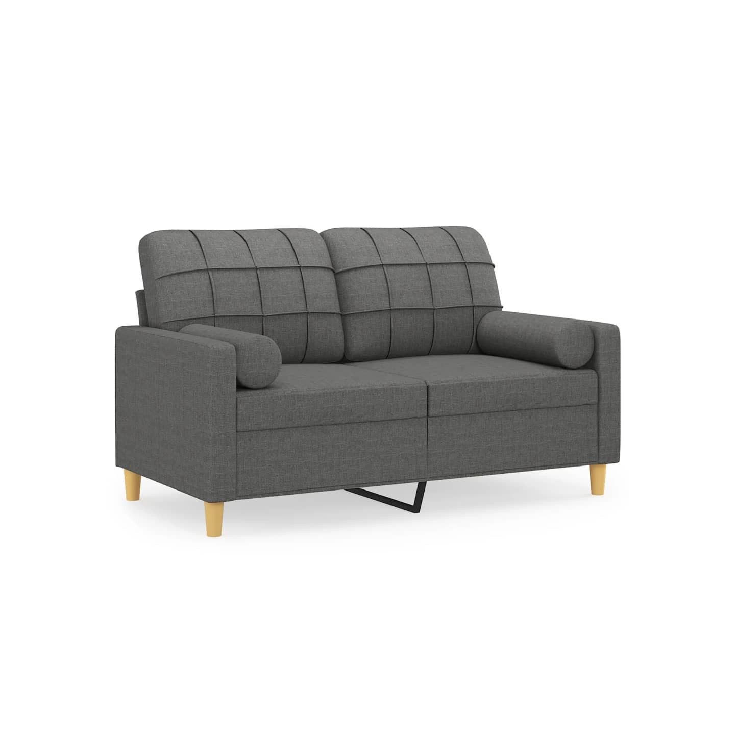 Canapé 2 places avec oreillers gris foncé 120 cm tissu