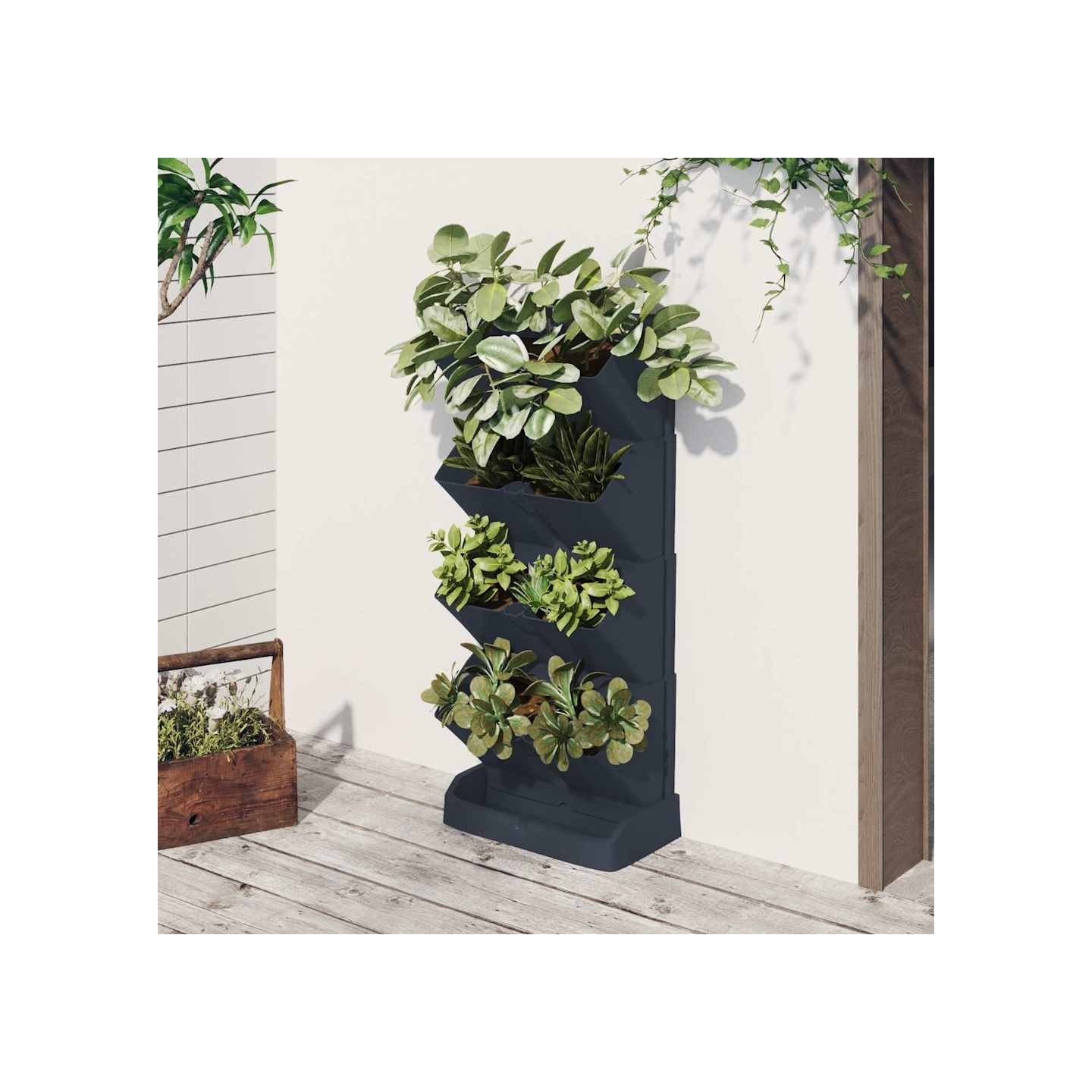 Ensemble de jardinières verticales 4 pcs Anthracite PP
