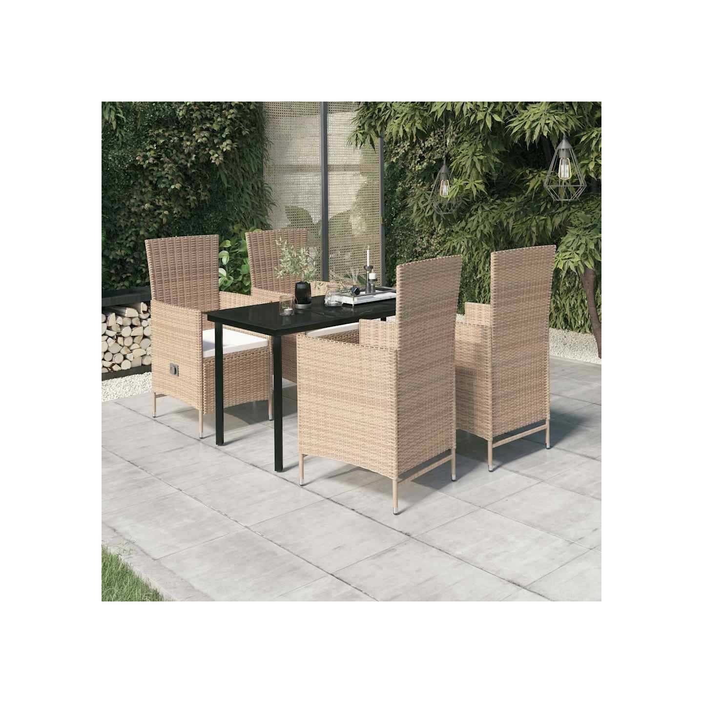 Ensemble à manger de jardin avec coussins 5 pcs Beige