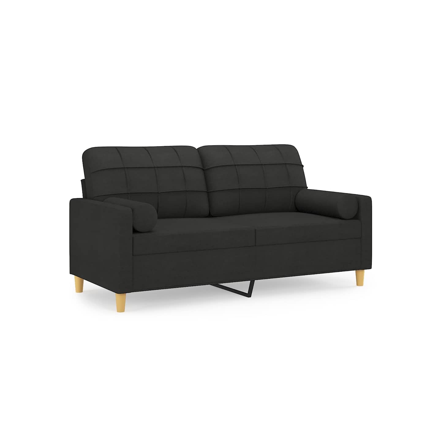 Canapé 2 places avec oreillers décoratifs noir 140 cm tissu