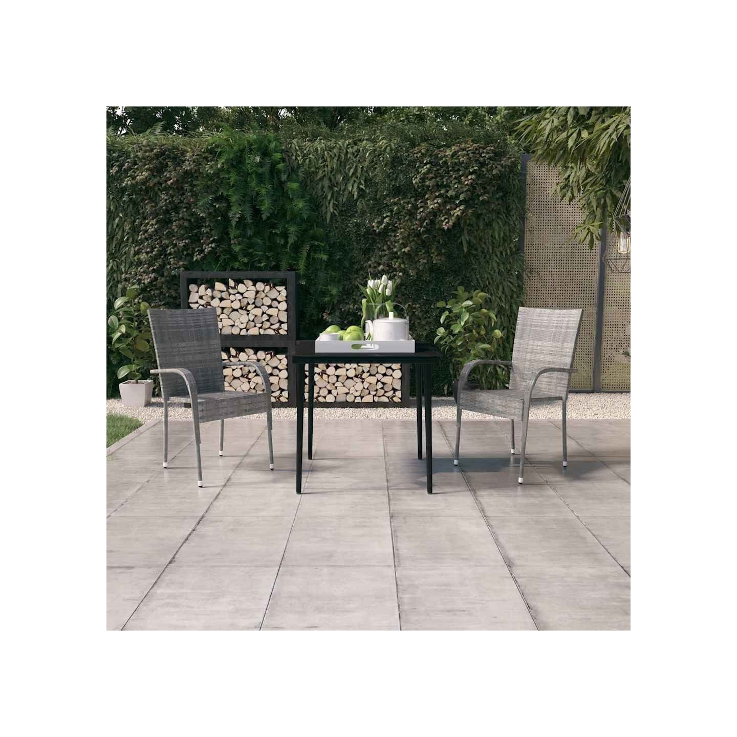 Ensemble à manger de jardin 3 pcs Gris et noir