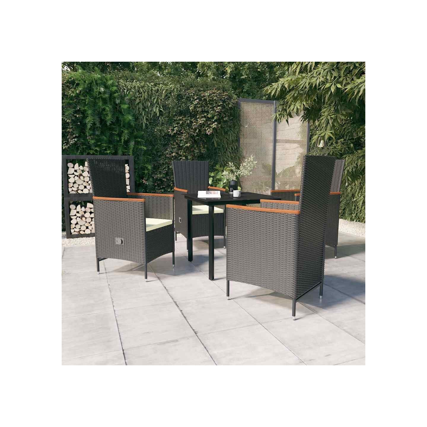 Ensemble à manger de jardin avec coussins 5 pcs Noir