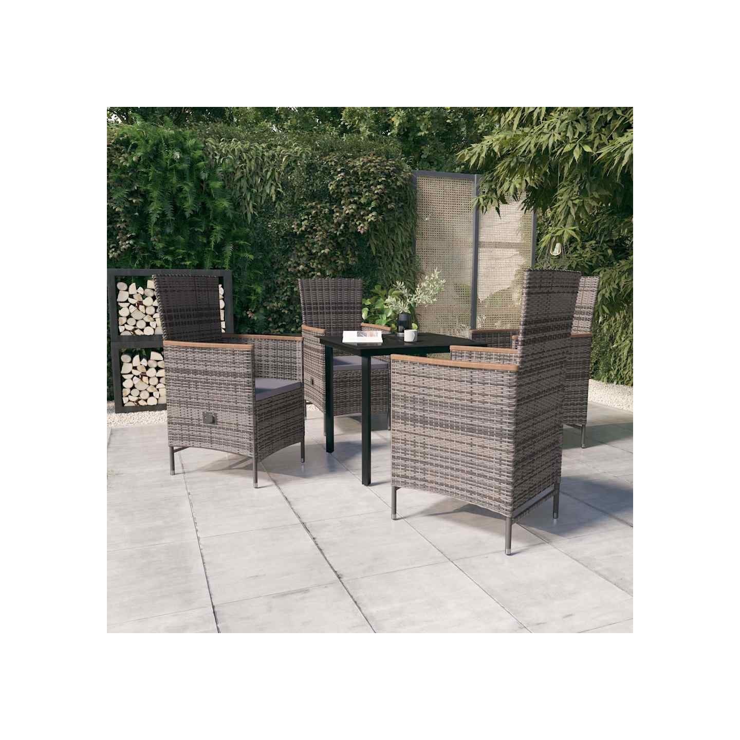 Ensemble à manger de jardin avec coussins 5 pcs Gris