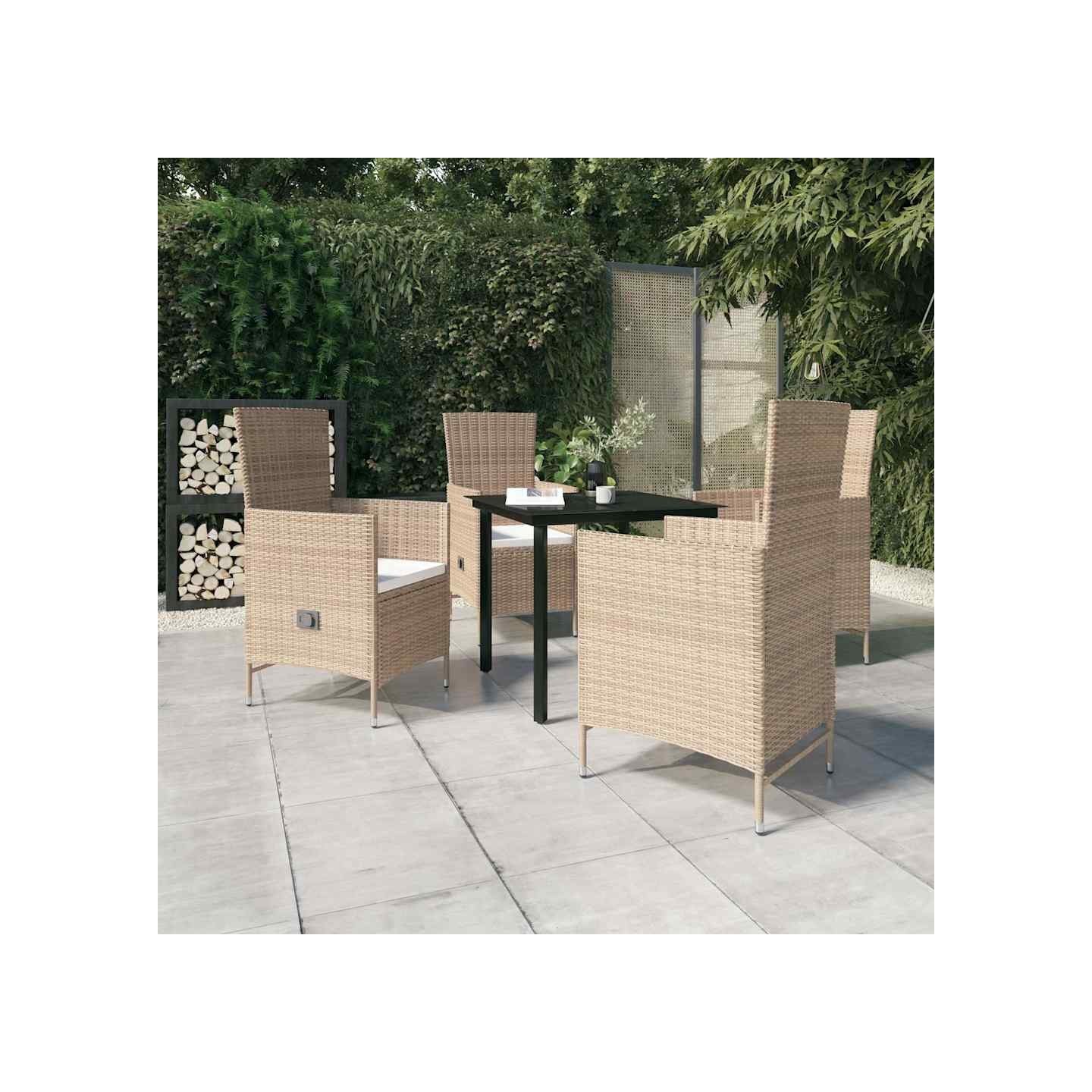 Ensemble à manger de jardin avec coussins 5 pcs Beige