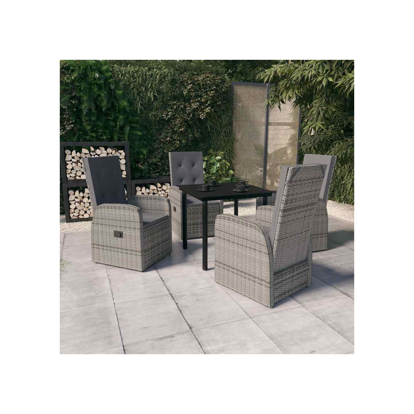Ensemble à manger de jardin avec coussins 5 pcs Gris