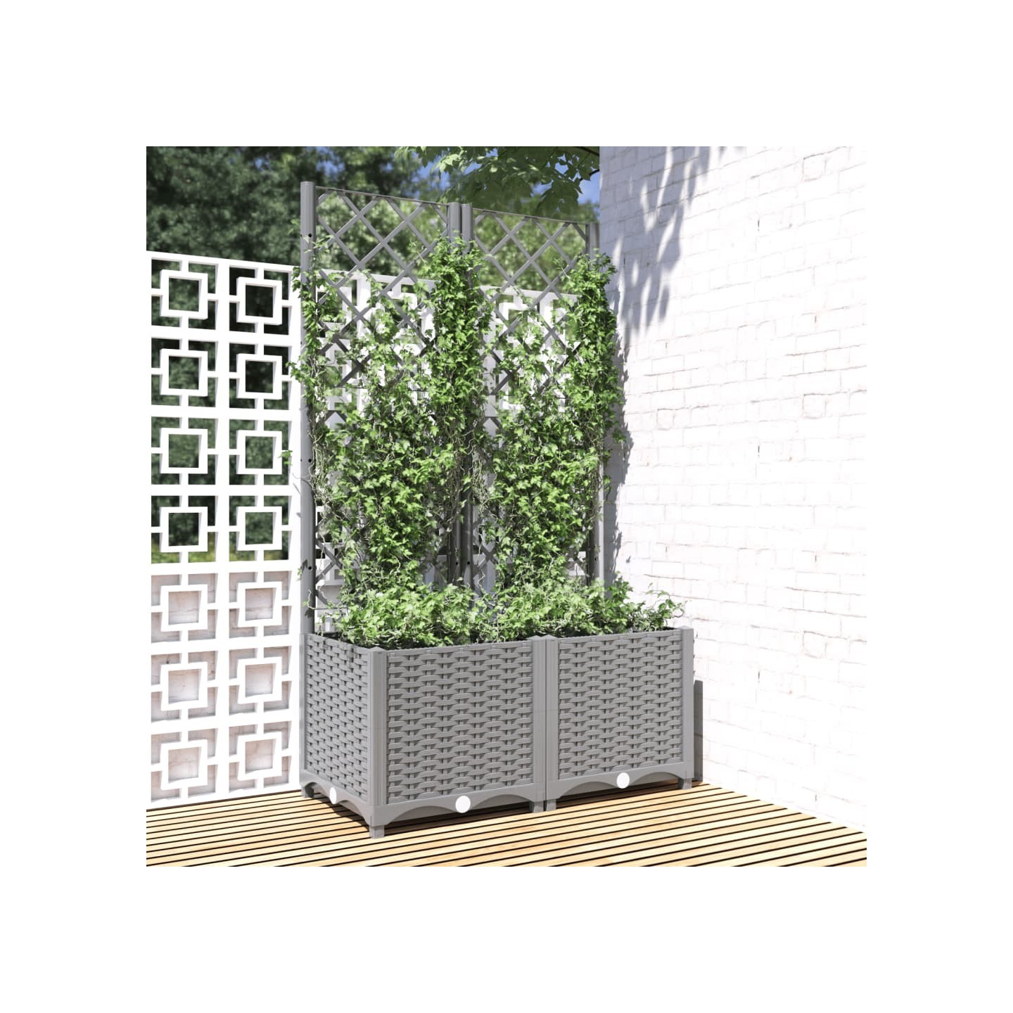 Jardinière avec treillis Gris clair 80x40x136 cm PP