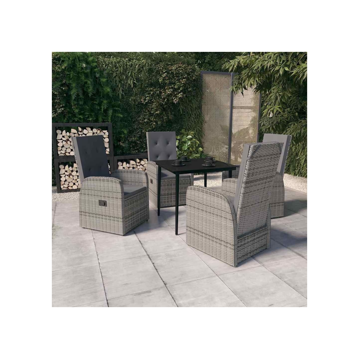 Ensemble à manger de jardin avec coussins 5 pcs Gris