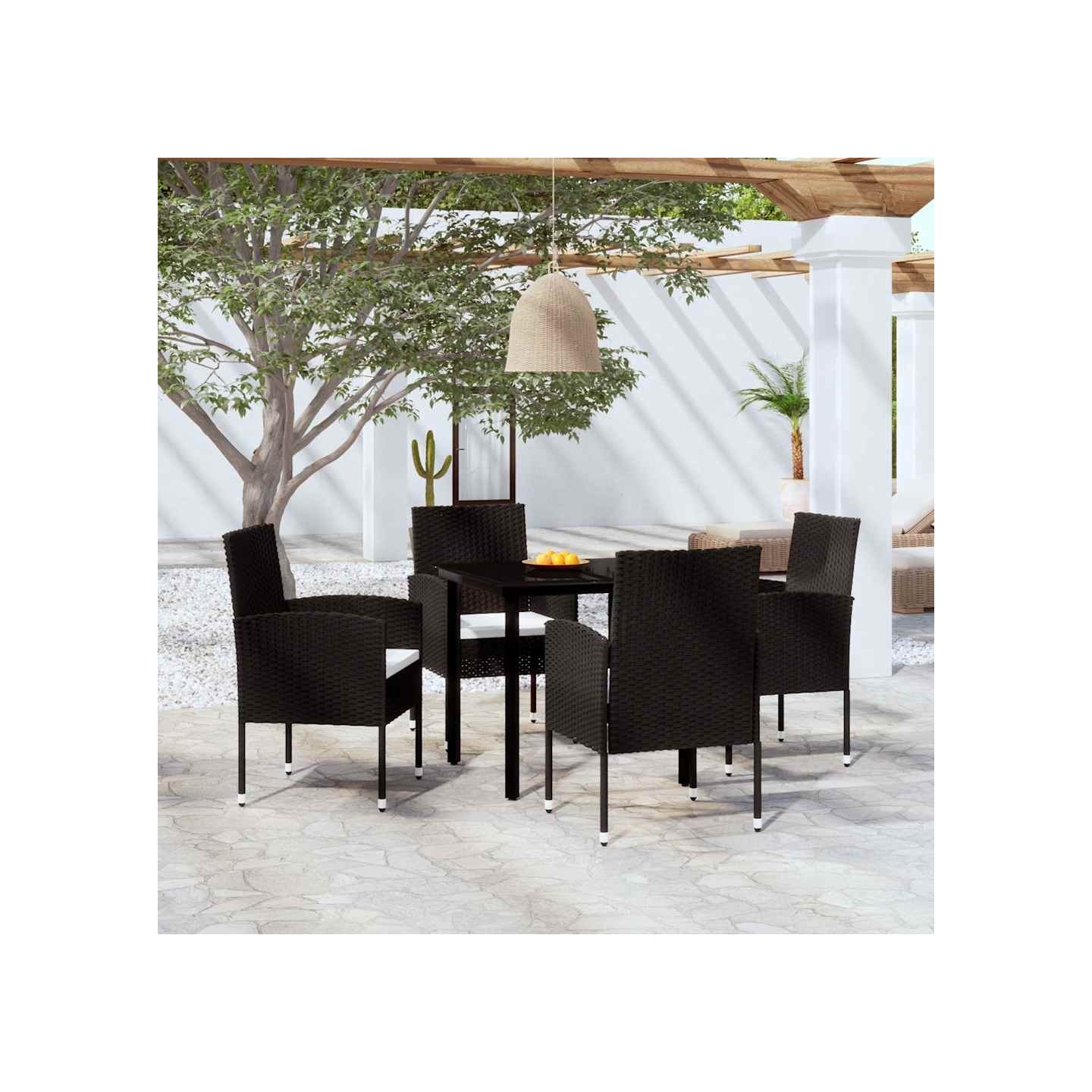 Ensemble à manger de jardin 5 pcs Noir